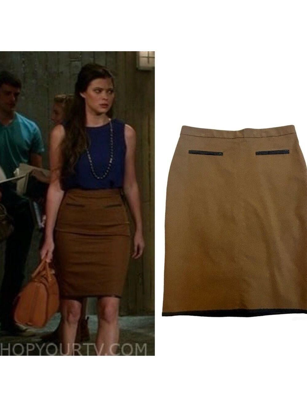 Club Monaco camel brown pencil skirt Sz 8